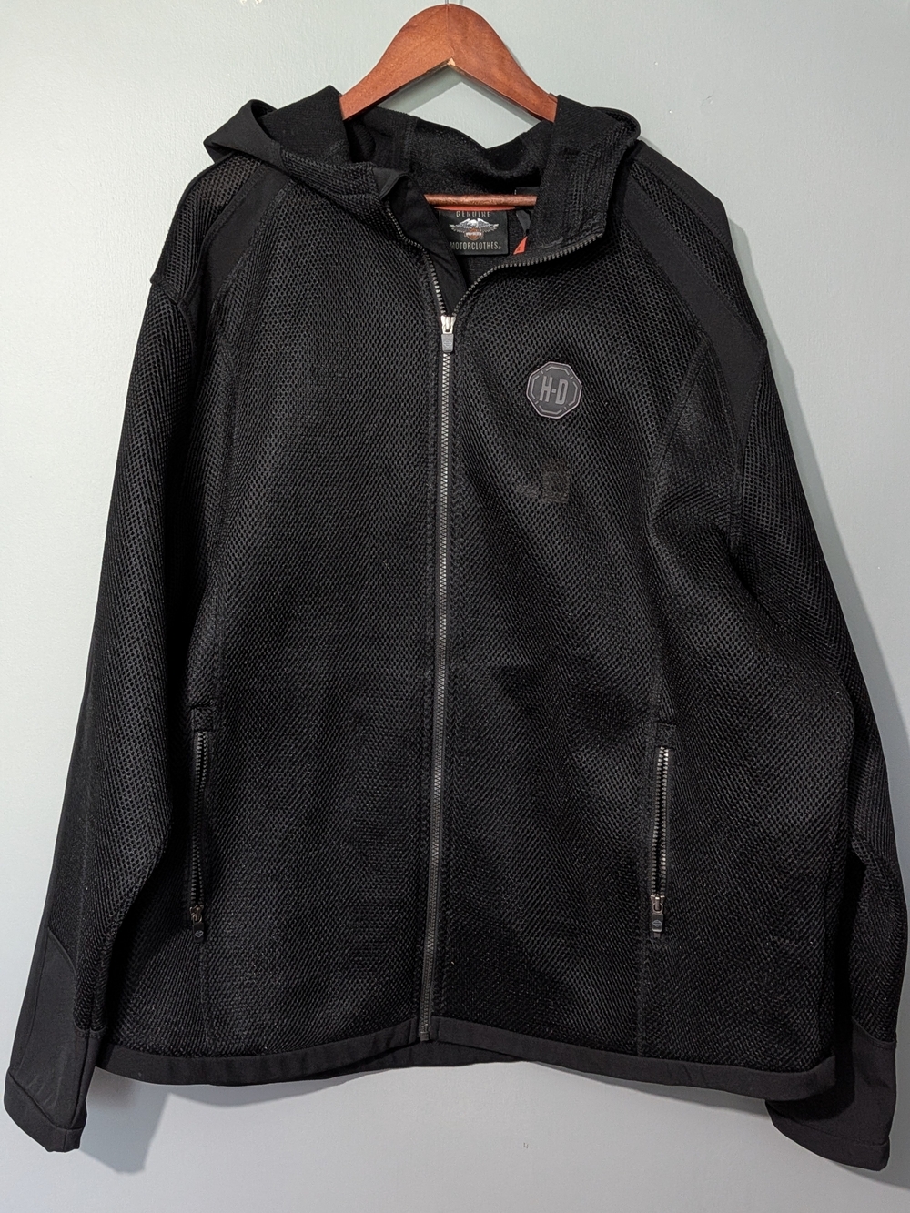 Harley-Davidson Men's Mesh Black Zip-Up Hooded Jacket